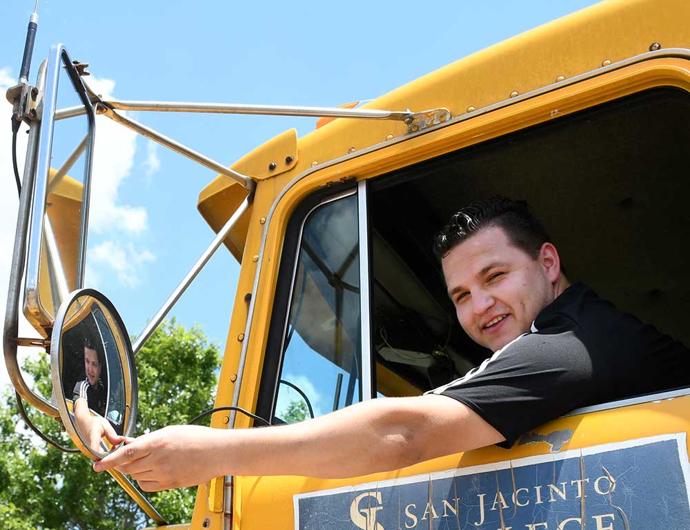 Truck Driving student in big rig