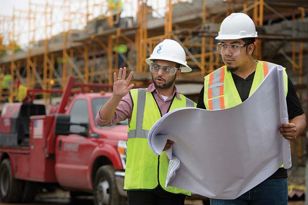 Construction students on job site